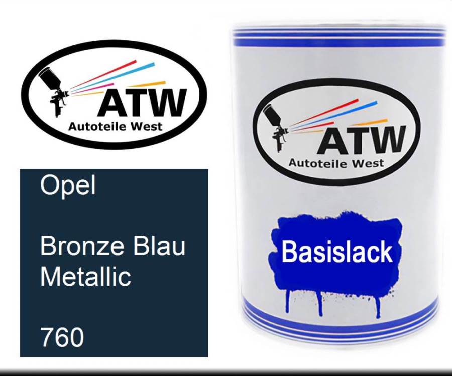 Opel, Bronze Blau Metallic, 760: 500ml Lackdose, von ATW Autoteile West.